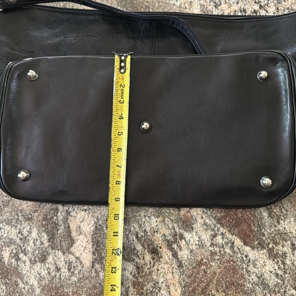 Made in Italy - Italian Leather Travel Shoulder Bag Bkack - Picture 7 of 7